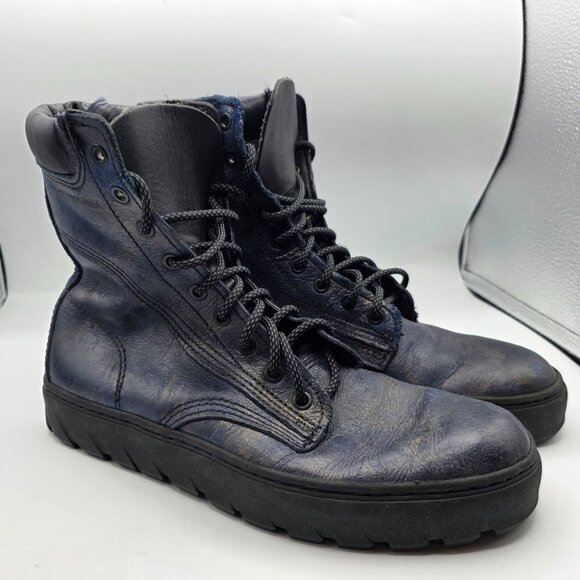 Wolverine 1000 Mile Mens Size 8 Blue Leather Lace Up Boots Casual Vibram Soles - Picture 1 of 14